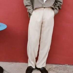 Abercrombie & Fitch Men's Cream Linen Pants